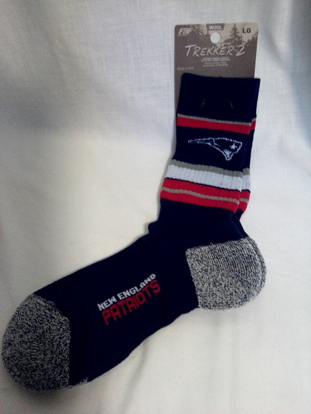 Trekker 2 New England Patriots wool socks Large NWT